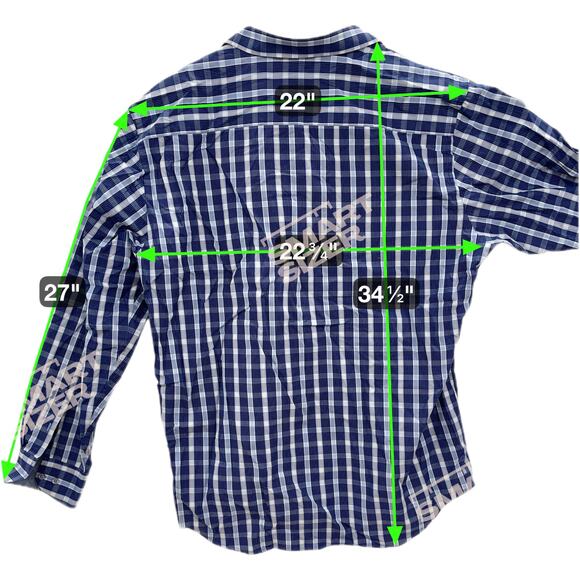 Bugatchi Uomo Shirt XXL Blue Plaid Check Long Sleeve Cotton Casual Dress Shirt - Picture 4 of 16